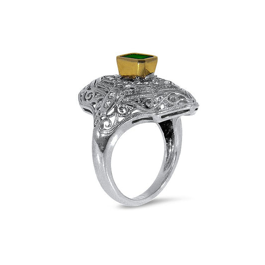 BRILLIANT Deco Emeralds and Diamonds Ring