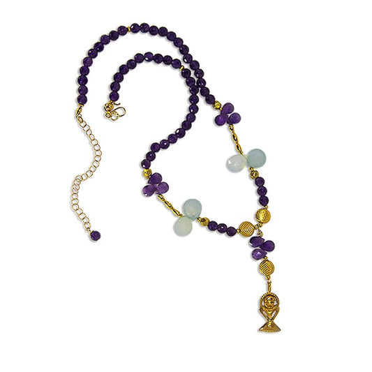 FASCINATING WOMAN Amethyst Topaz Gold Necklace