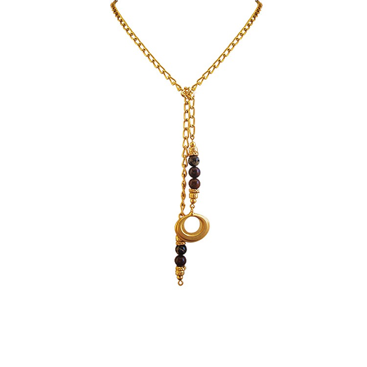 LARIAT Jasper Gold Necklace
