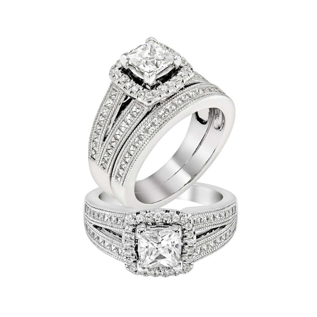 Princess Cut with Diamonds Ring