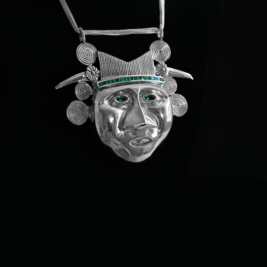 FACE of KNOWLEDGE Emeralds Gold Pendant