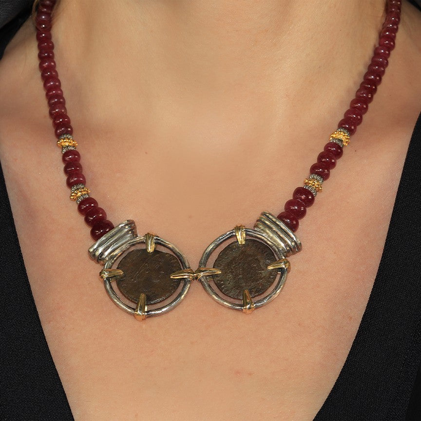 The EMPIRE Original Ancient Coins Rubies Necklace