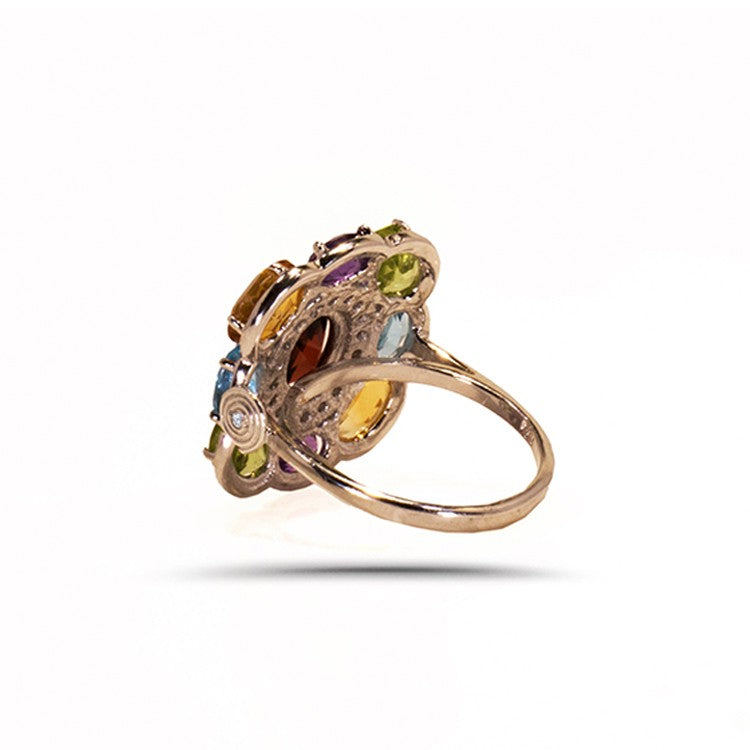 RAINBOW Silver and Natural Stones Ring