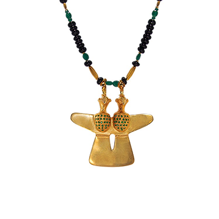 INSEPARABLE Emeralds Onyx Gold Necklace