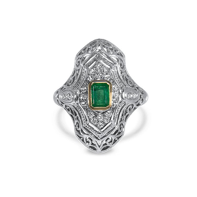 BRILLIANT Deco Emeralds and Diamonds Ring