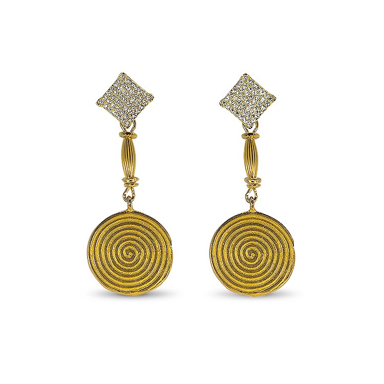 SPIRALS Diamonds Gold Earrings