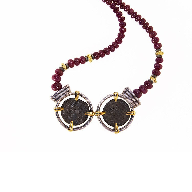 The EMPIRE Original Ancient Coins Rubies Necklace