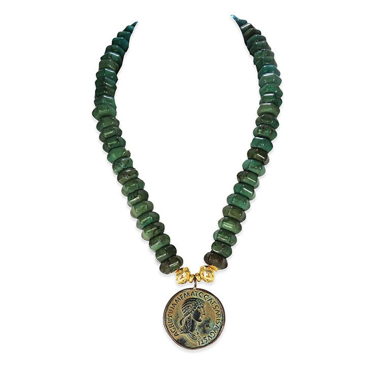 AGRIPPINA The Minor Roman Coin Turquoise Necklace