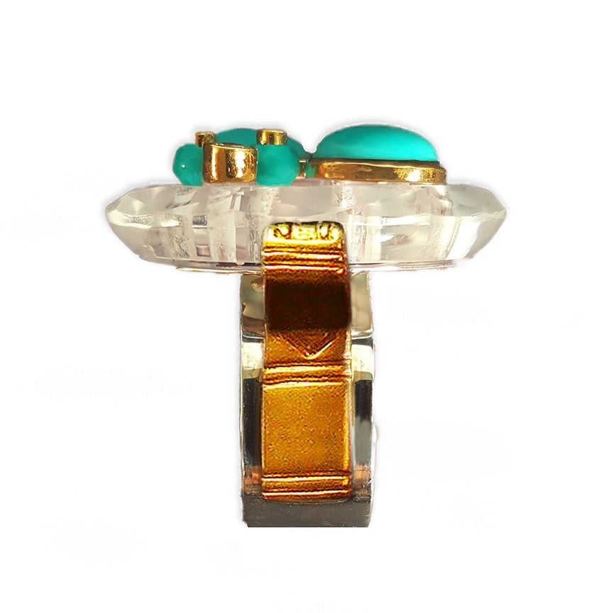 GALAXY STARS Deco Quartz Turquoise and Diamonds Ring