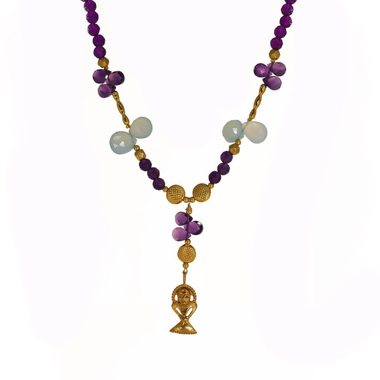 FASCINATING WOMAN Amethyst Topaz Gold Necklace