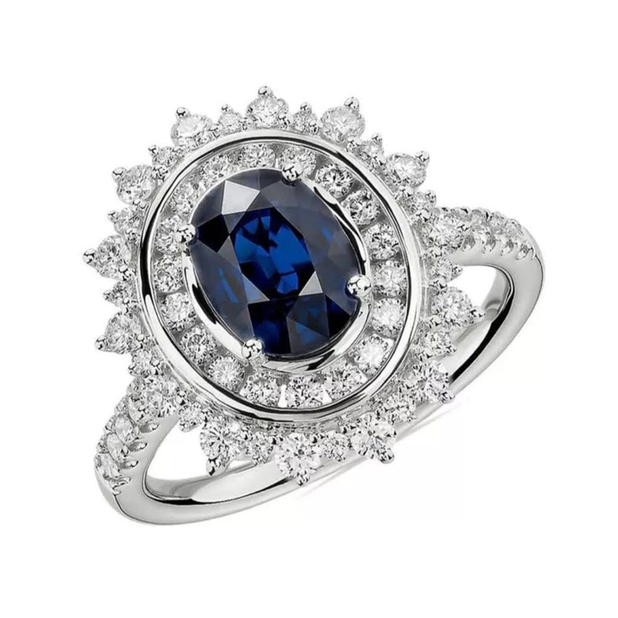 Oval Blue Sapphire Ring