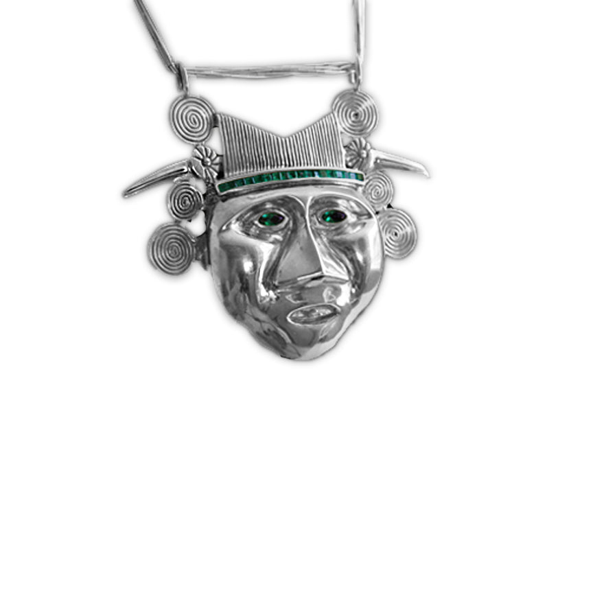 FACE of KNOWLEDGE Emeralds Gold Pendant