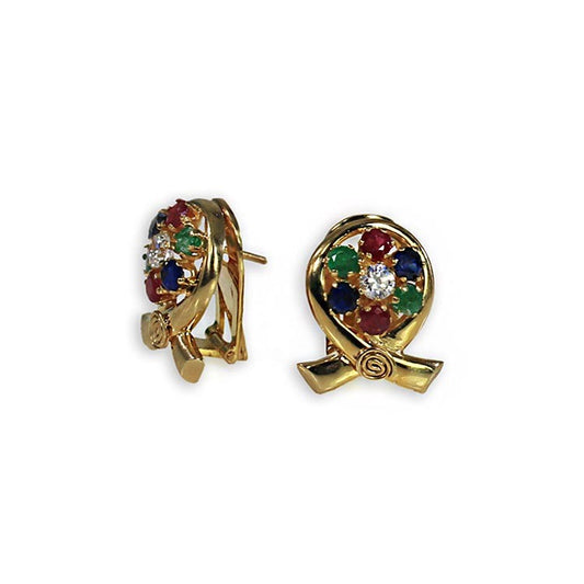 INFINITE ENERGY Rubies Emeralds Sapphires and Diamonds Earrings