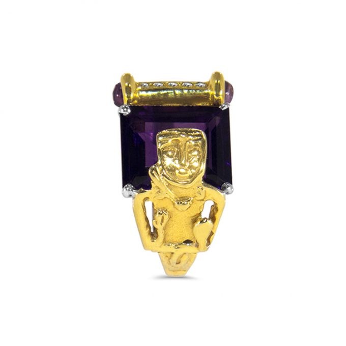 PROTECTOR Amethyst and Diamonds Gold Ring - Image 4