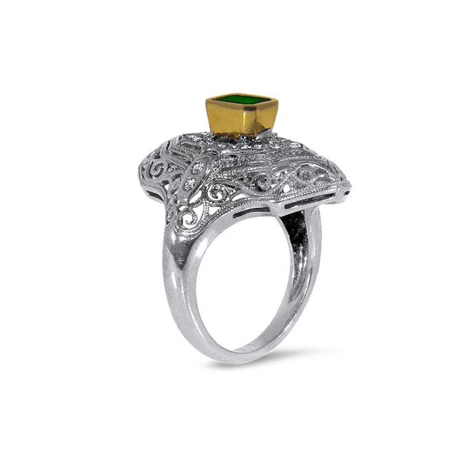 BRILLIANT Deco Emeralds and Diamonds Ring - Image 2