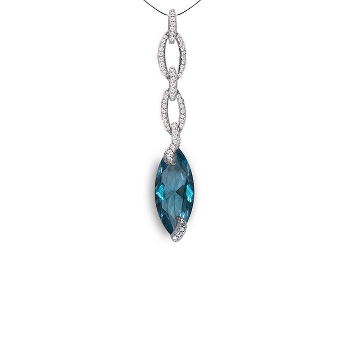 BEYOND LOVE Deco Topaz and Diamonds Pendant