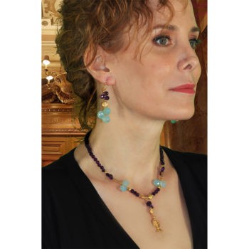 FASCINATING WOMAN Amethyst Topaz Gold Necklace