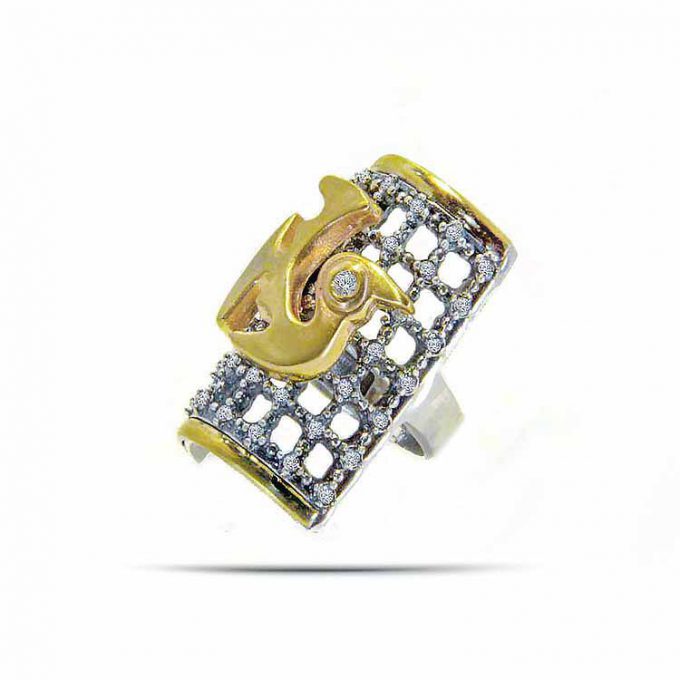 NASCA BIRD Figure Diamond Gold Ring - Image 3