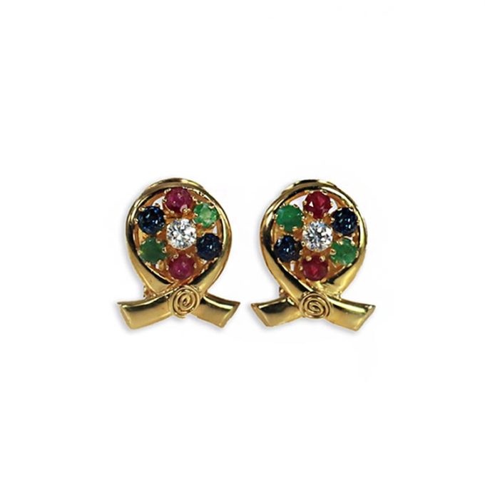 INFINITE ENERGY Rubies Emeralds Sapphires and Diamonds Earrings - Image 3