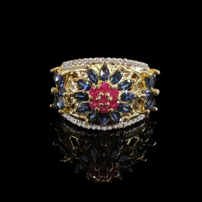 BLUE STAR Sapphires Rubies and Diamonds Ring - Image 3
